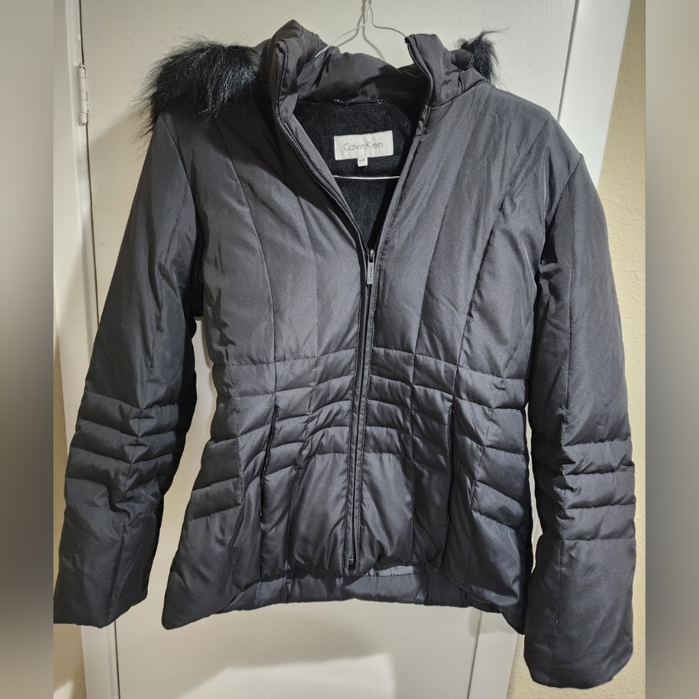 Calvin Klein Black Quilted Zip Up Jacket - Women's Medium